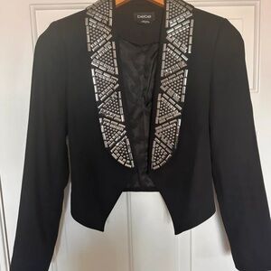 Bebe Black Blazer with Silver Accents